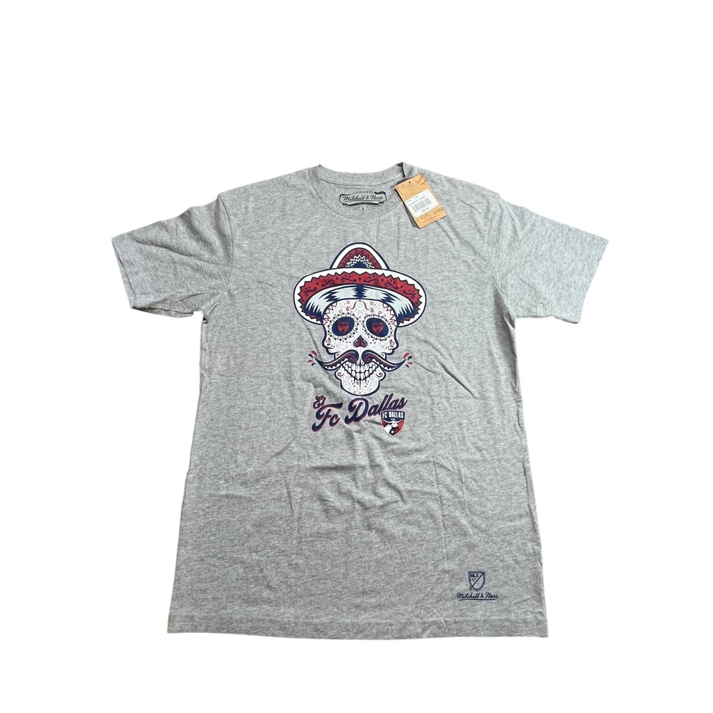 Mitchell & Ness FC Dallas Sugar Skull MLS Graphic T-Shirt Gray Mens Large NEW